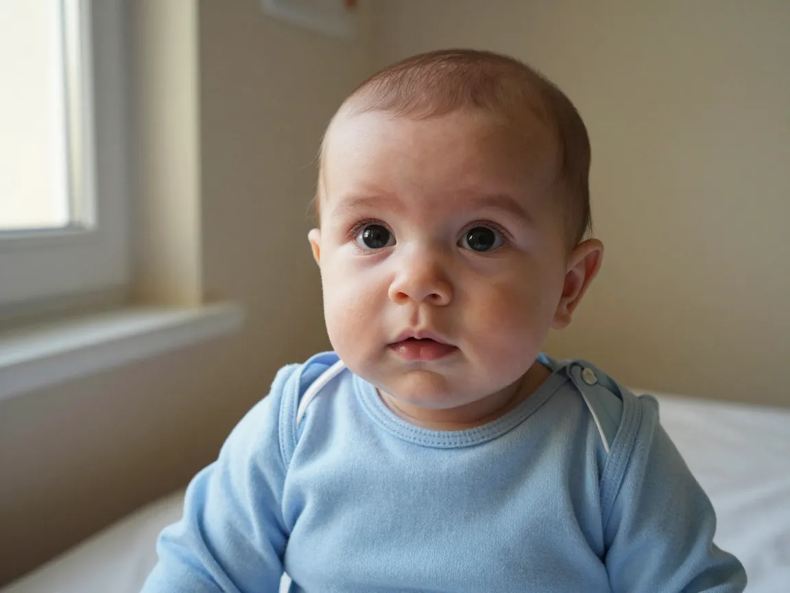 4 aylık sağlıklı bebeğin muayene masasında gelişim göstergesi