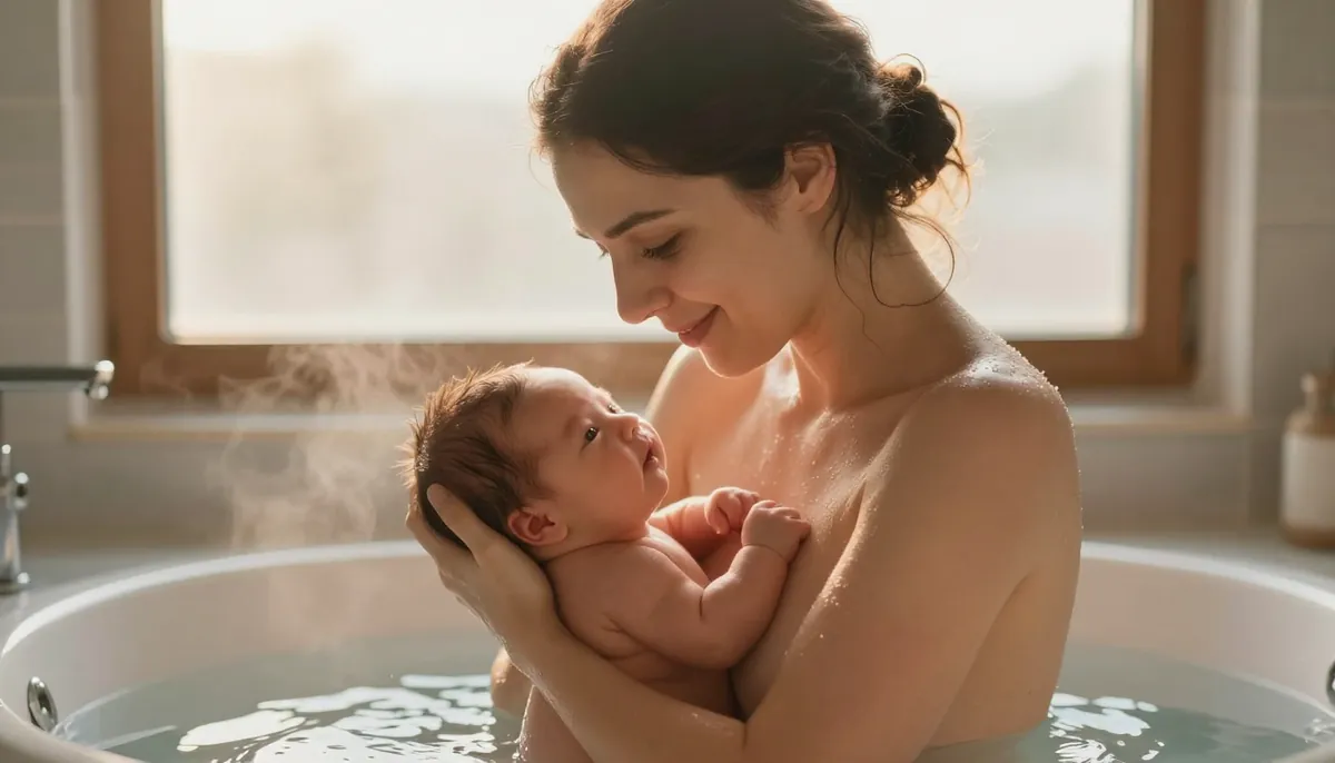 Türk annenin bebeğiyle ilk banyo anının güveni ve sevgisi