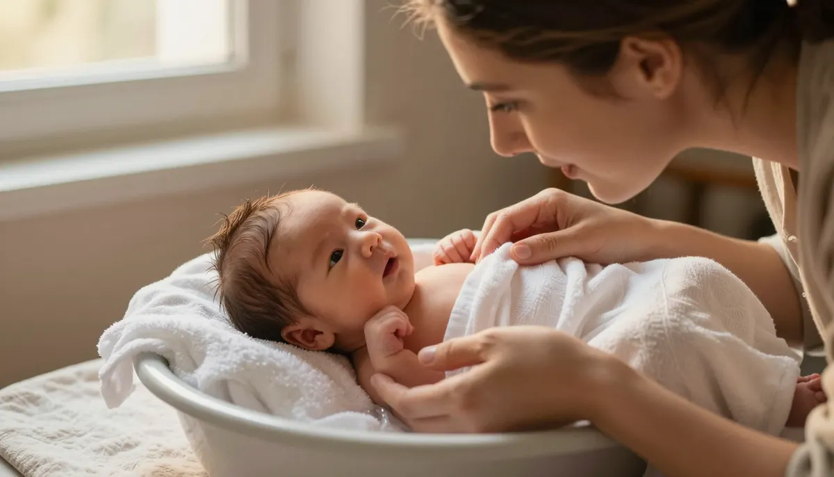 Yenidoğan döneminde güvenli banyo: Annesiyle ilk buluşma anında.
