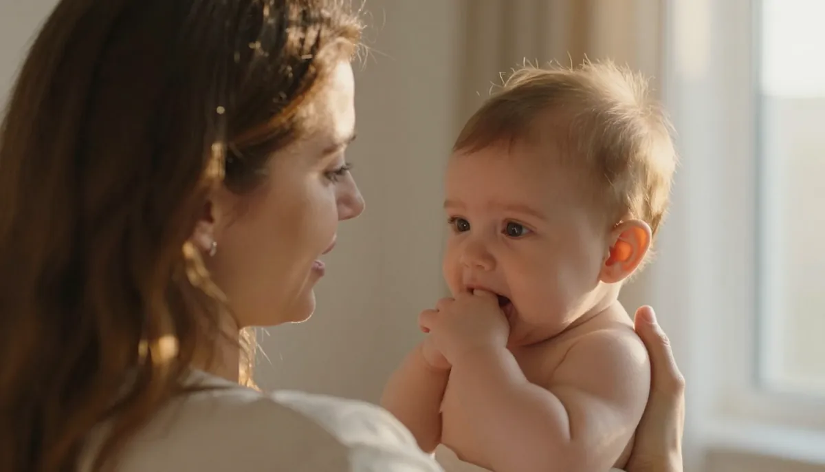 Anne ve bebeği, diş çıkarma dönemindeki huzursuzluğun sakin anı