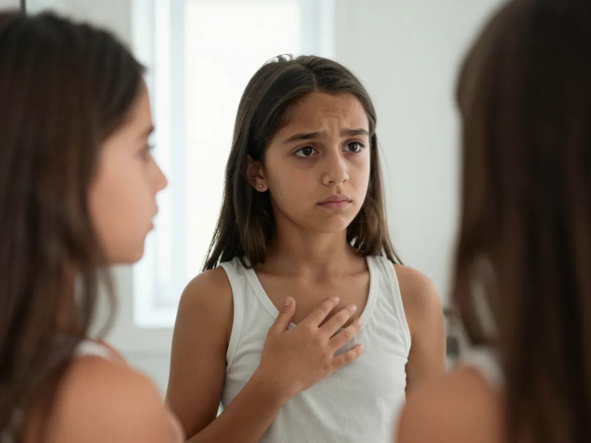 İlk beden değişimleri: çocuk kendi vücudunu keşfederken yaşadığı karışıklık ve merak.