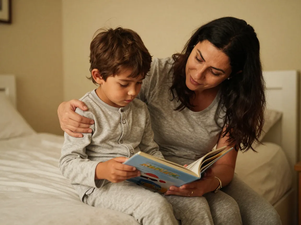 Yatak öncesi rutin: Kitap okuma ve huzurlu aile zamanı.