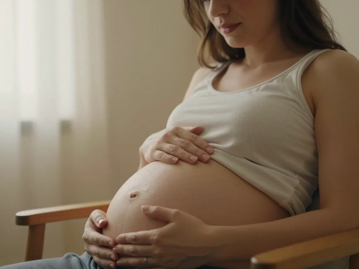 İlk trimesterde hamile kadın, tabletinde beslenme rehberi okuyor